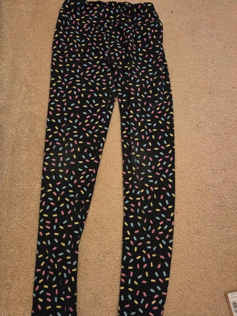 LuLaRoe Black Leggings with Pink Yellow and Blue Popsicles